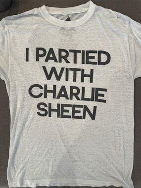 ORIGINAL Jac Vanek White Short Sleeve “Partied With Charlie Sheen” Unisex Medium